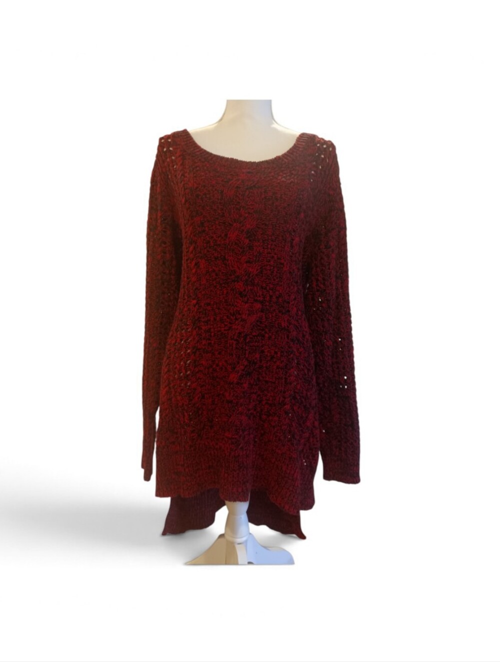 Torrid Womens Red Marled Cable Stitch Tunic Hi Low Size 2  NWT